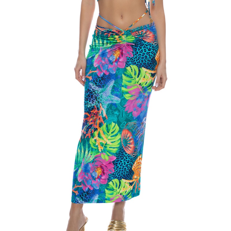 TROPICAL SIREN – Adjustable Shirred Maxi Skirt