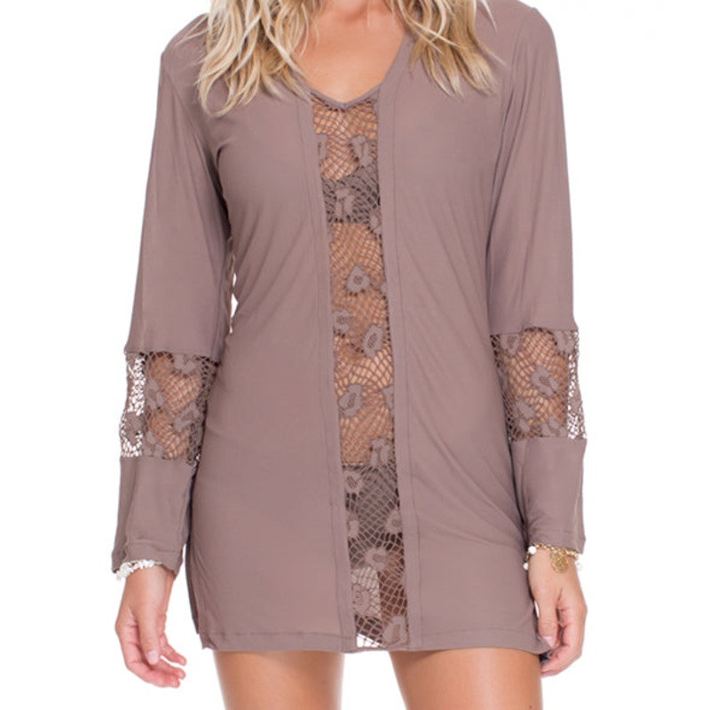 COSITA BUENA – Crochet Cutout Plunge V Neck Dress