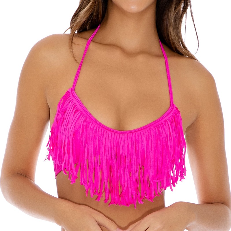 COSITA BUENA – Fringe Scoop Halter Top-13C
