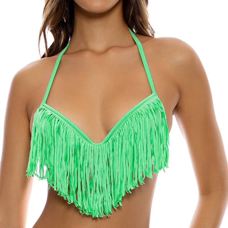 COSITA BUENA – Plunge Push Up Fringe Underwire Top-LG