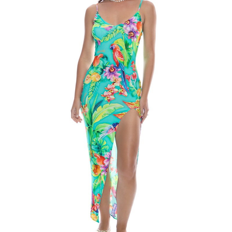 CARIBBEAN FANTASY – Fitted Side Slit Maxi Dress
