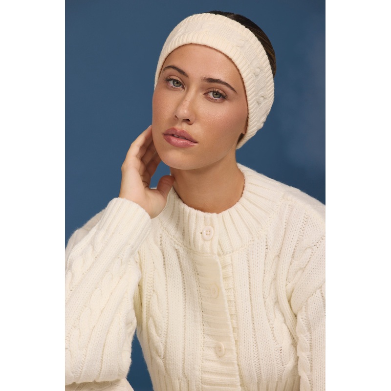 Cable-Knit Headband in Cream