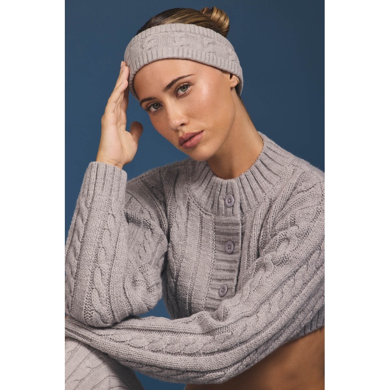 Cable-Knit Headband in Grey Marl