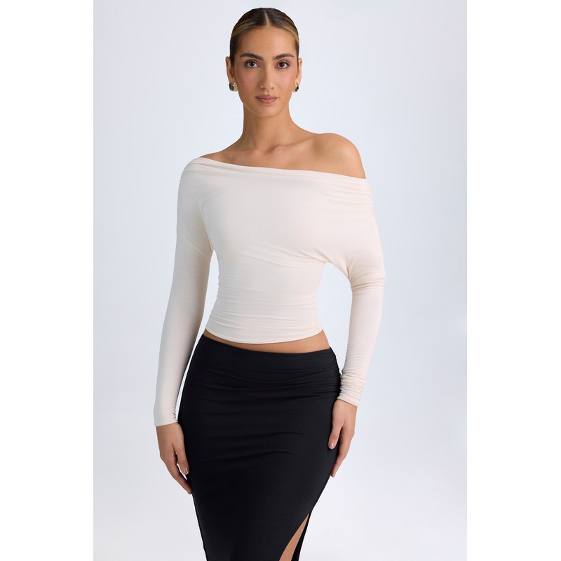 Modal One-Shoulder Ruched Top in Ivory