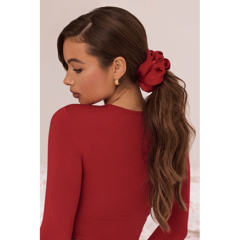 Oversized Scrunchie in Ruby Red