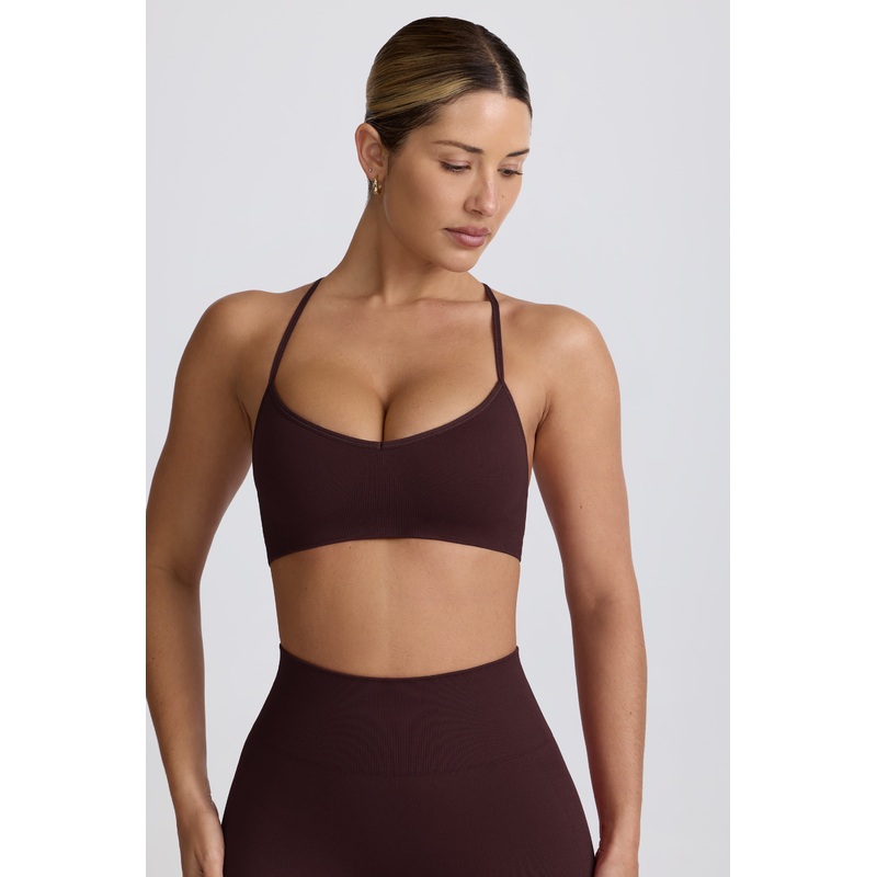 Super Sculpt Seamless Cross-Back Sports Bra in Chocolate