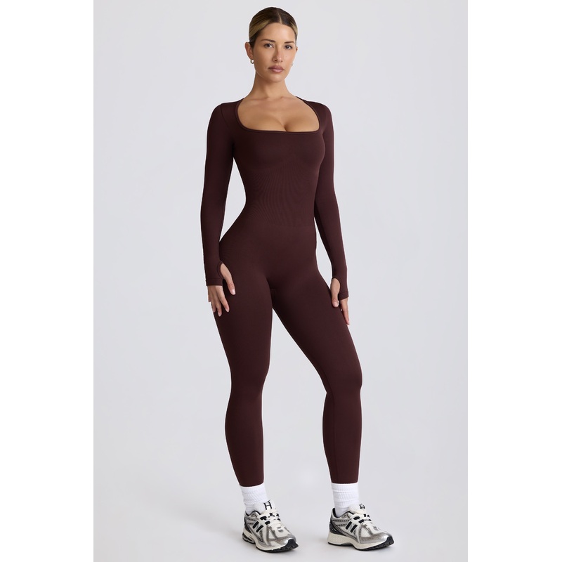 Super Sculpt Seamless Full-Length Jumpsuit in Chocolate