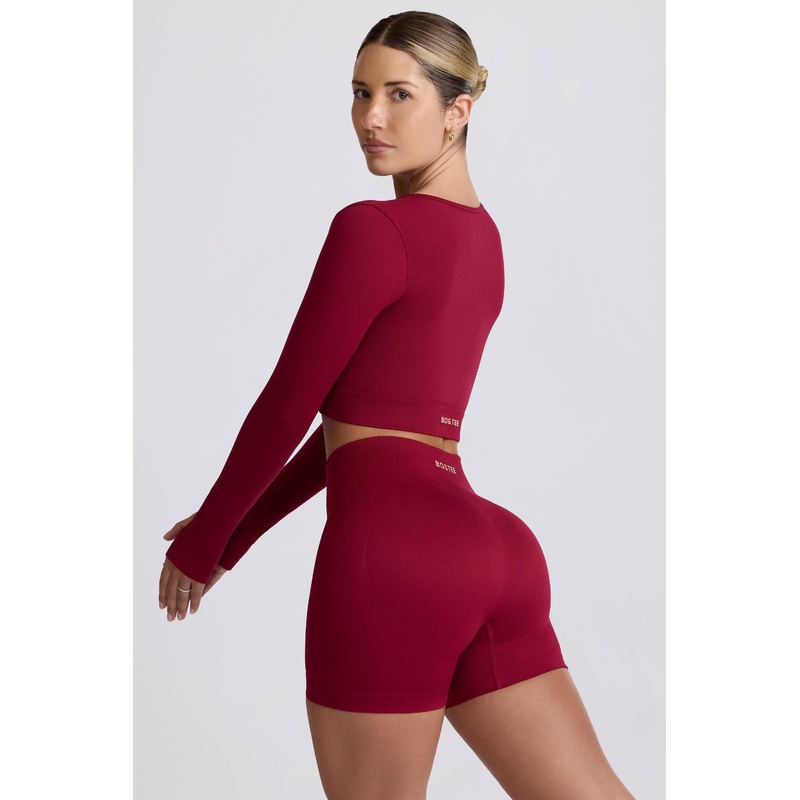 Super Sculpt Seamless High-Waist Mini Shorts in Burgundy