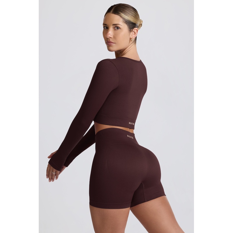 Super Sculpt Seamless High-Waist Mini Shorts in Chocolate
