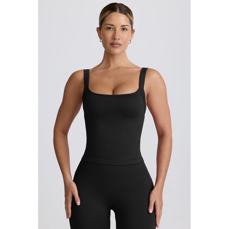 Super Sculpt Seamless Longline Tank Top in Black