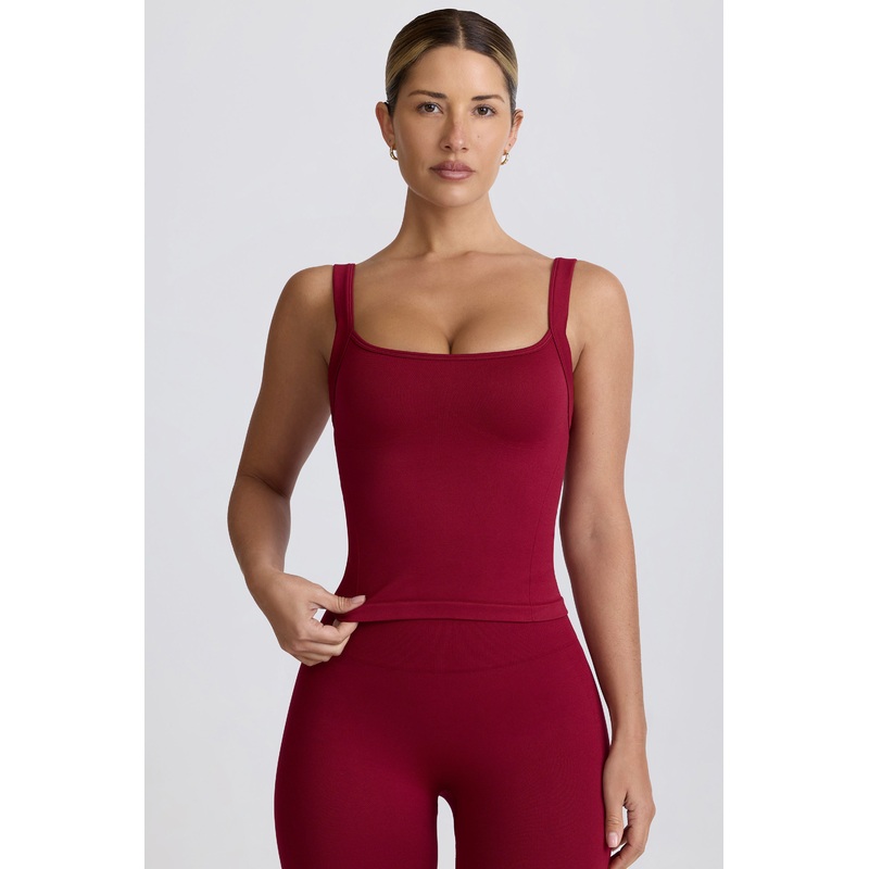 Super Sculpt Seamless Longline Tank Top in Burgundy