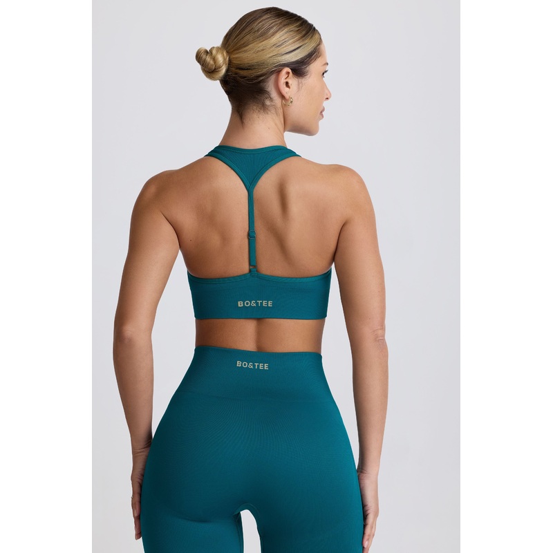 Super Sculpt Seamless T-Back Sports Bra in Teal