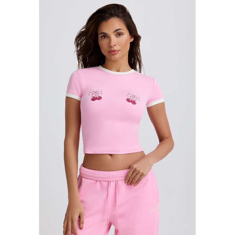 Cropped Baby T-Shirt in Baby Pink