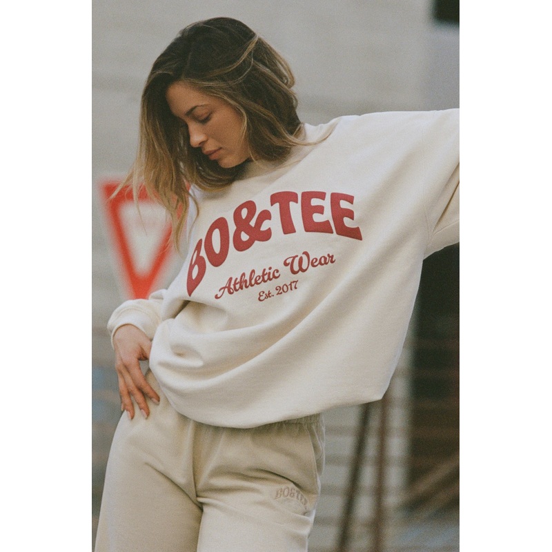 Oversized Crew-Neck Sweatshirt in Ecru