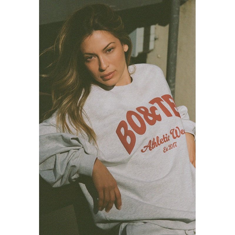 Oversized Crew-Neck Sweatshirt in Grey Marl