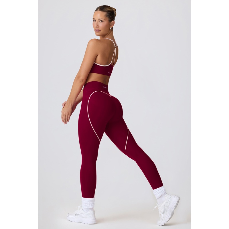 Soft Active Mid-Rise Leggings in Burgundy