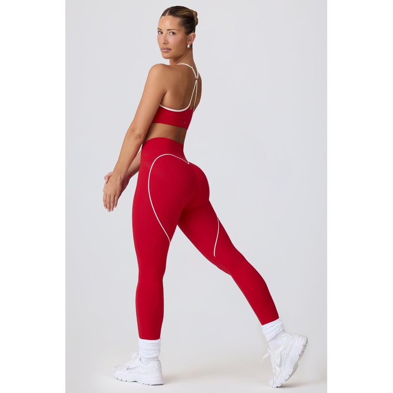 Soft Active Mid-Rise Leggings in Hot Red