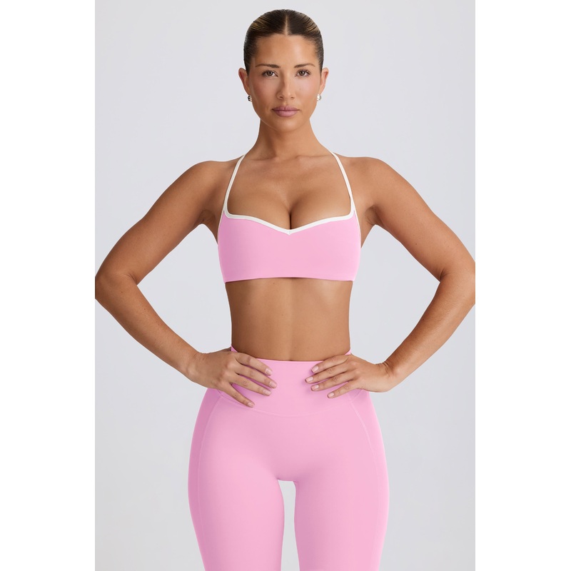Soft Active Sweetheart-Neck Sports Bra in Baby Pink