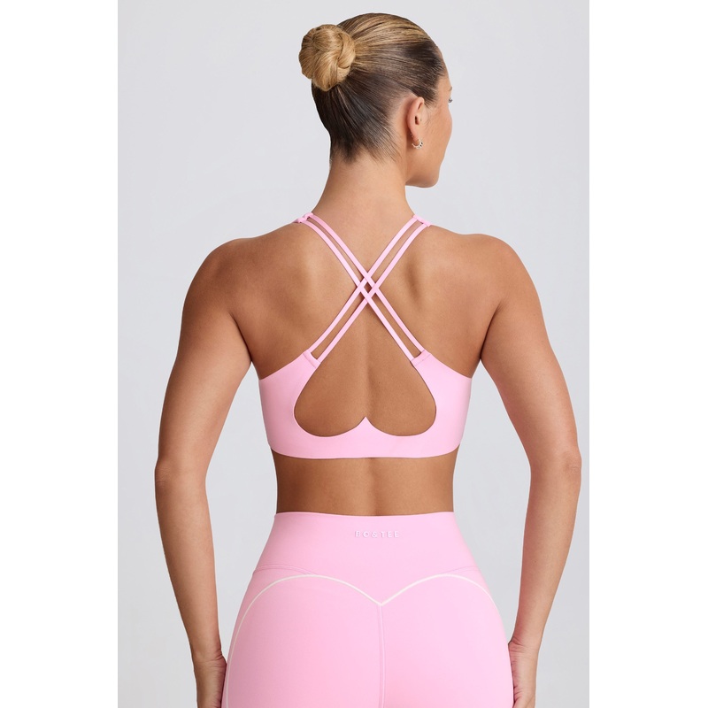 Soft Active V-Neck Sports Bra in Baby Pink