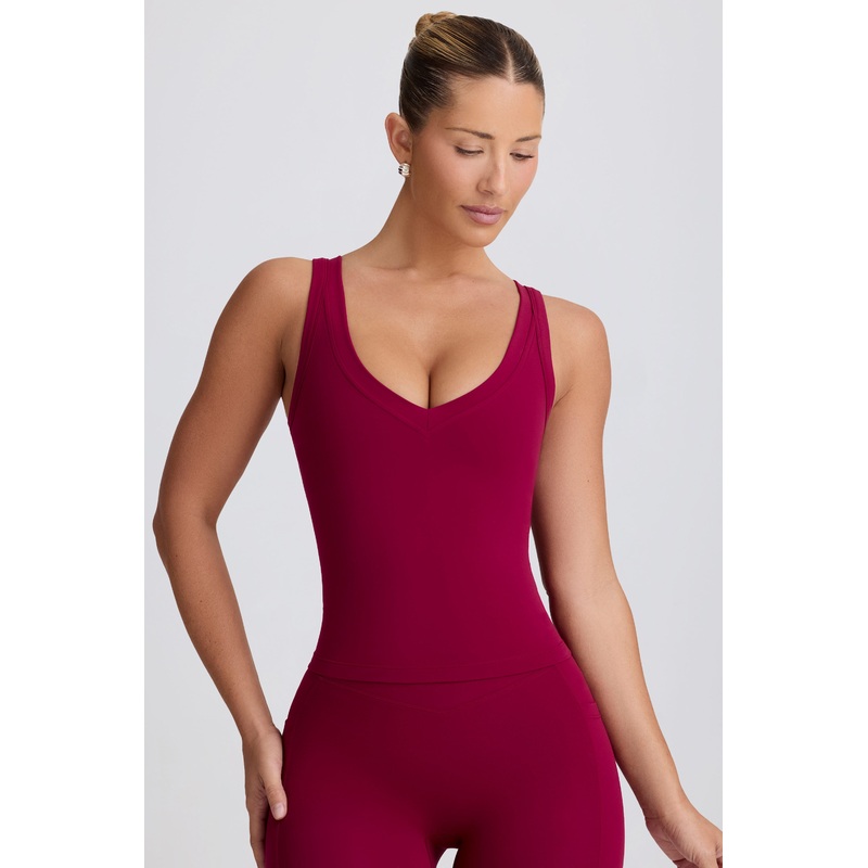 Soft Active V-Neck Tank Top in Burgundy