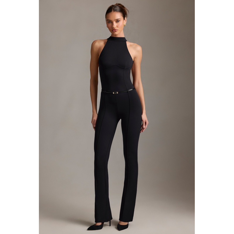 Backless Turtleneck Jumpsuit in Black