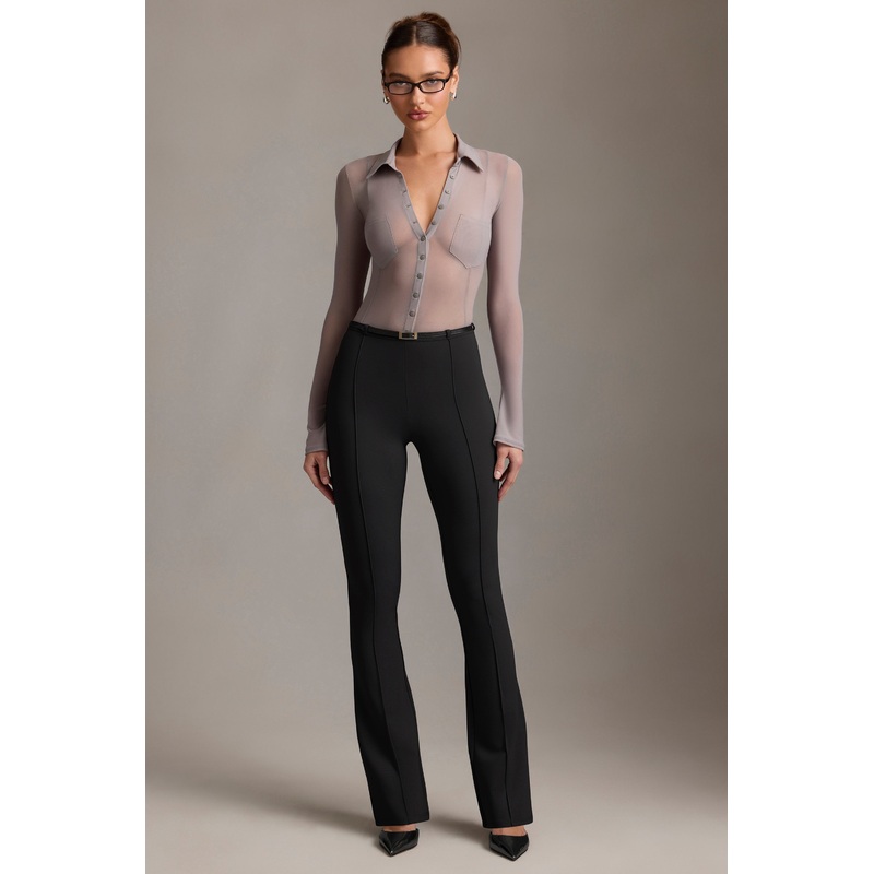 Low-Rise Flared Trousers in Black