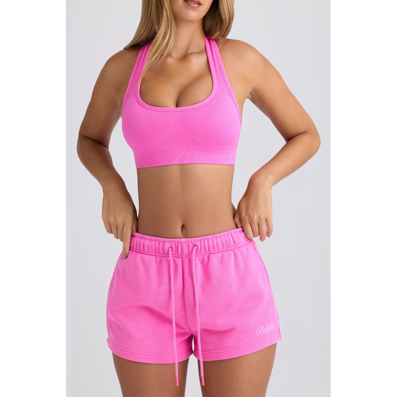Mid-Rise Sweat Shorts in Sugar Pink