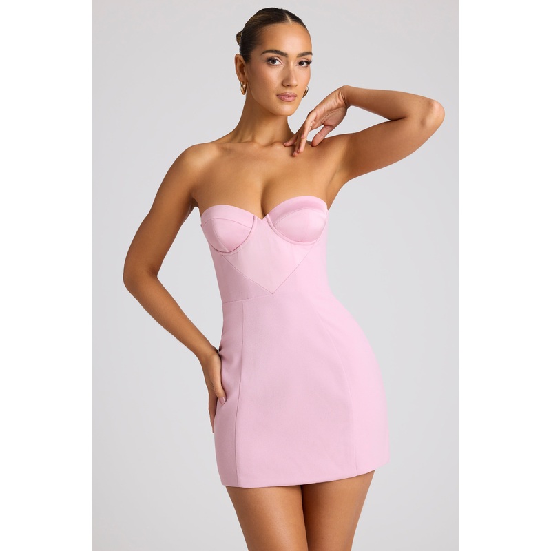 Strapless A-Line Mini Dress in Soft Pink