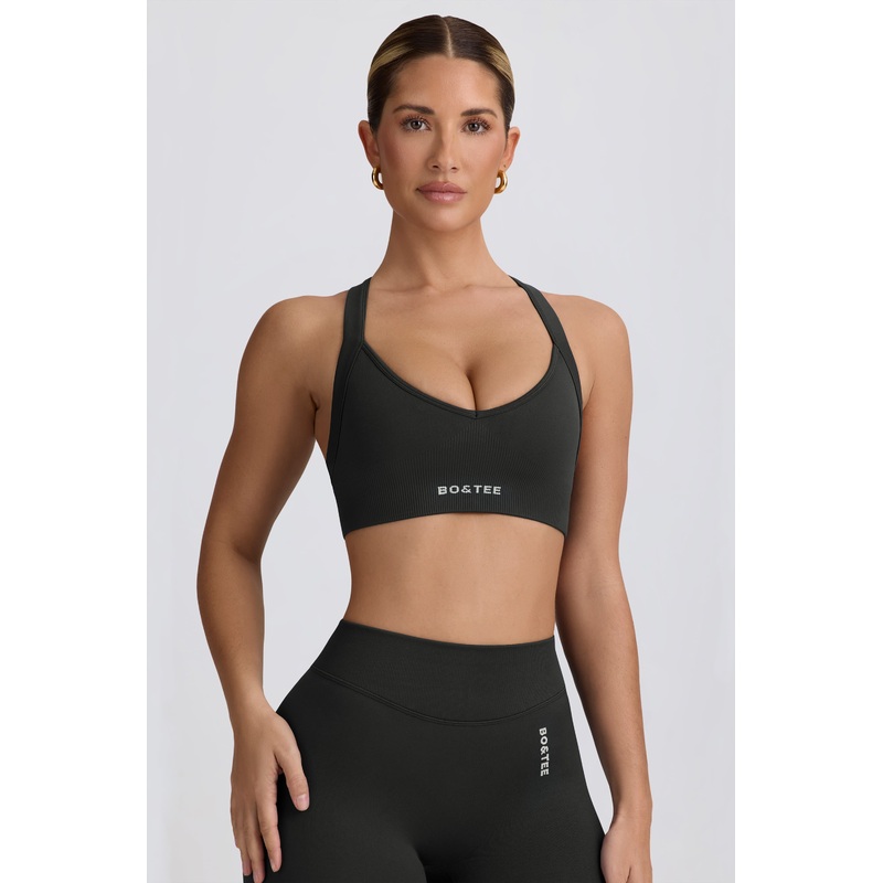 Super Sculpt Seamless Cross-Back Sports Bra in Ash