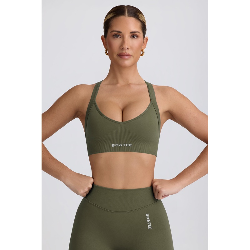 Super Sculpt Seamless Cross-Back Sports Bra in Light Green