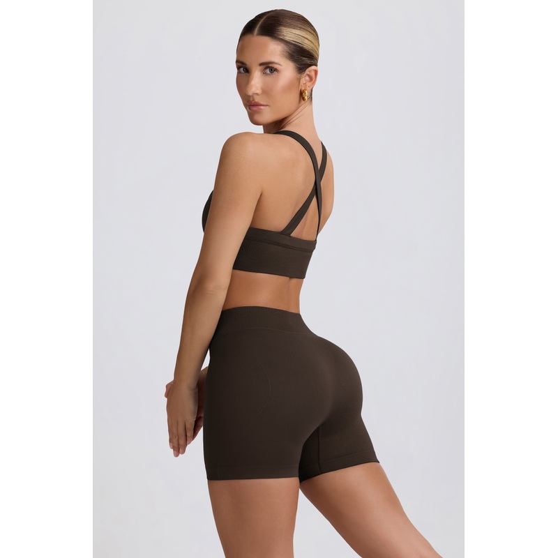 Super Sculpt Seamless Mini Shorts in Brown