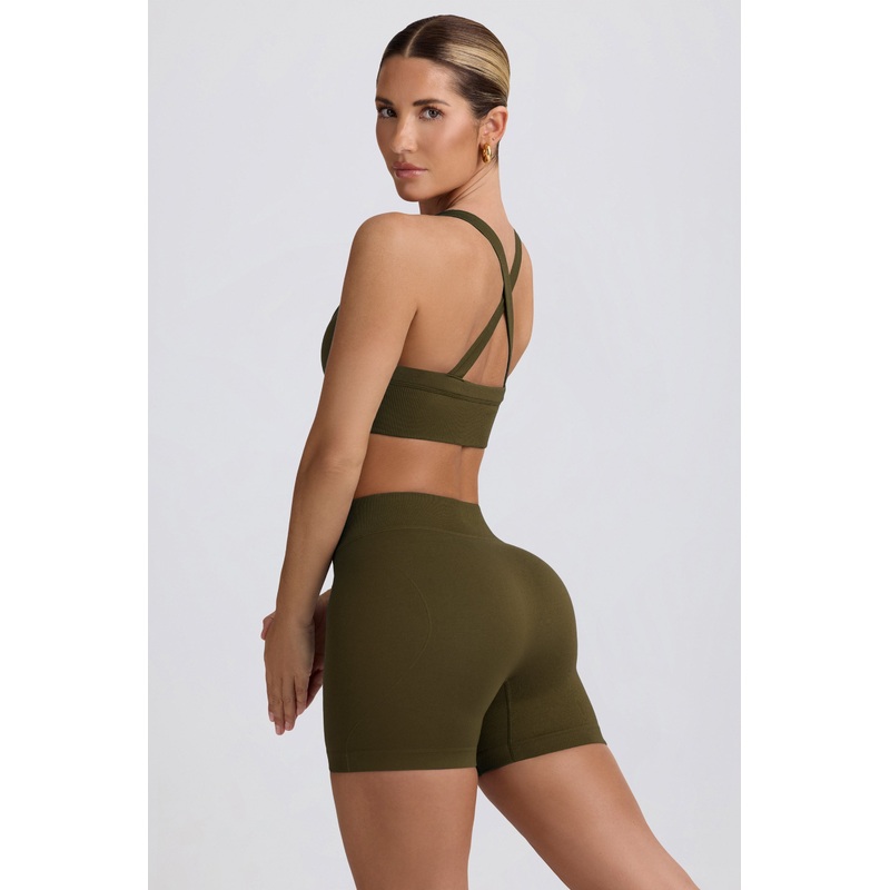 Super Sculpt Seamless Mini Shorts in Dark Green