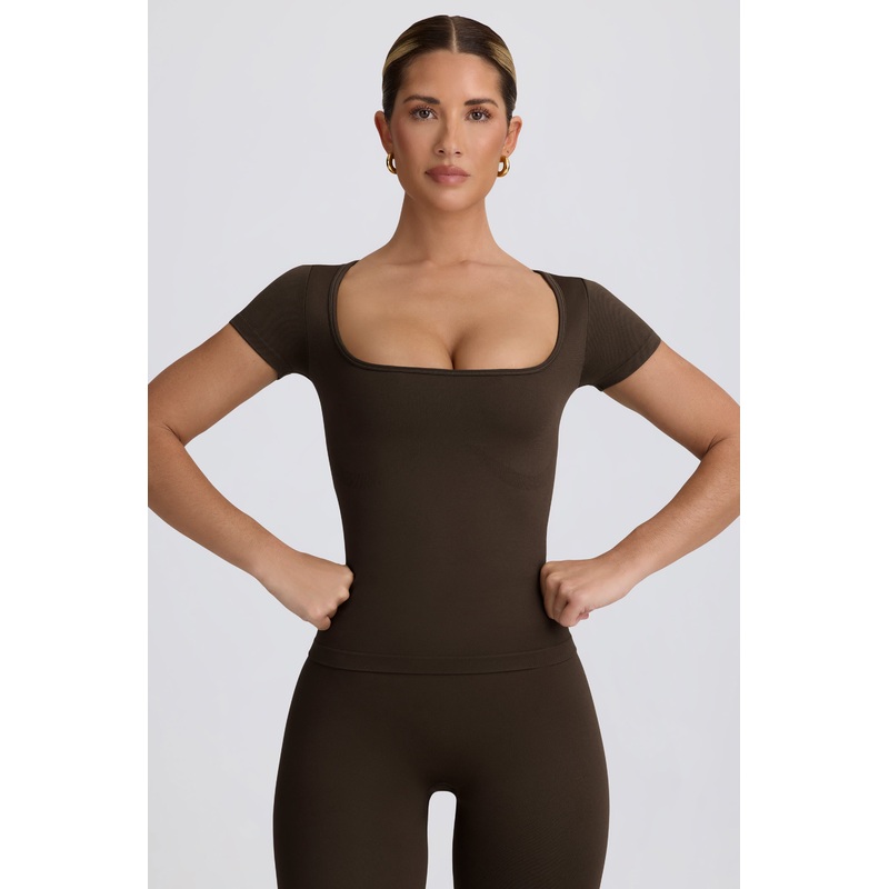 Super Sculpt Seamless T-Shirt in Brown