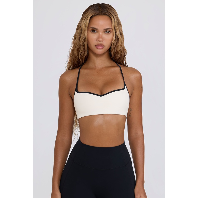 Soft Active Sweetheart-Neck Sports Bra in White