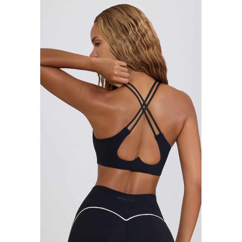 Soft Active V-Neck Sports Bra in Black