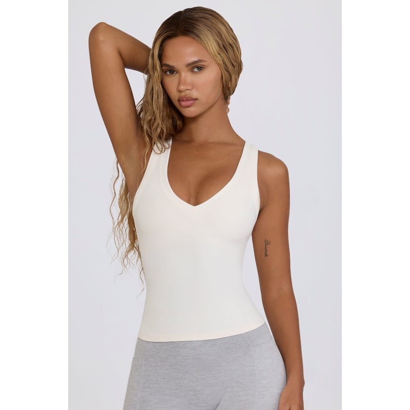 Soft Active V-Neck Tank Top in White