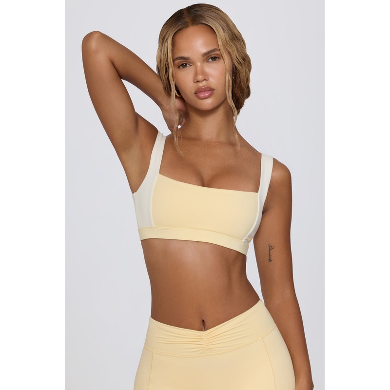 Contrast Sports Bra in Lemon Marl