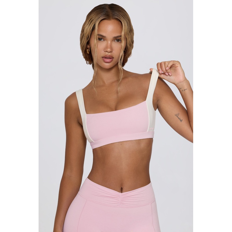 Contrast Sports Bra in Pale Pink Marl