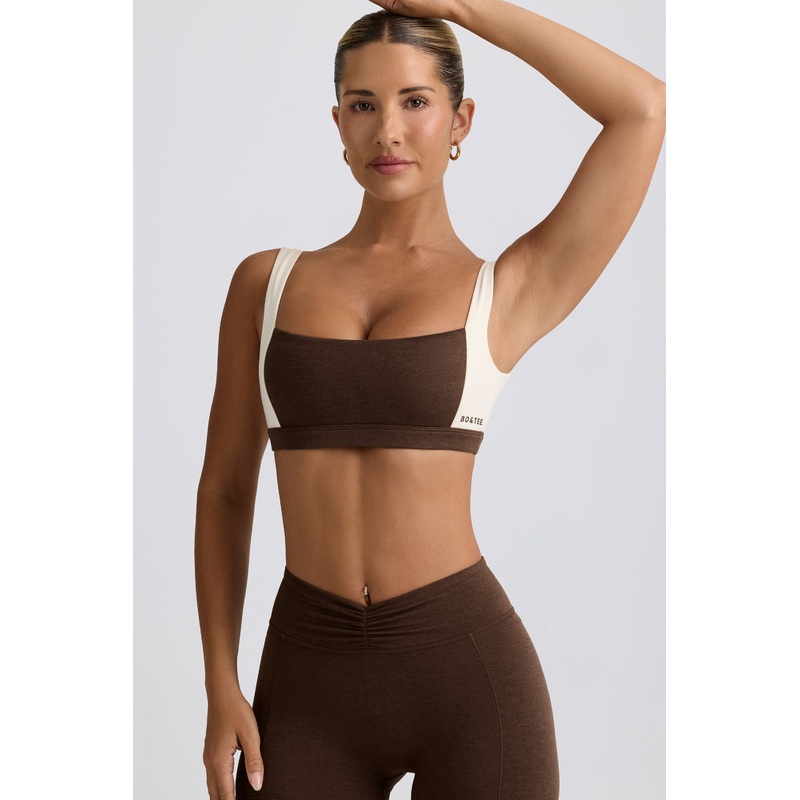 Contrast Sports Bra in Pecan Marl