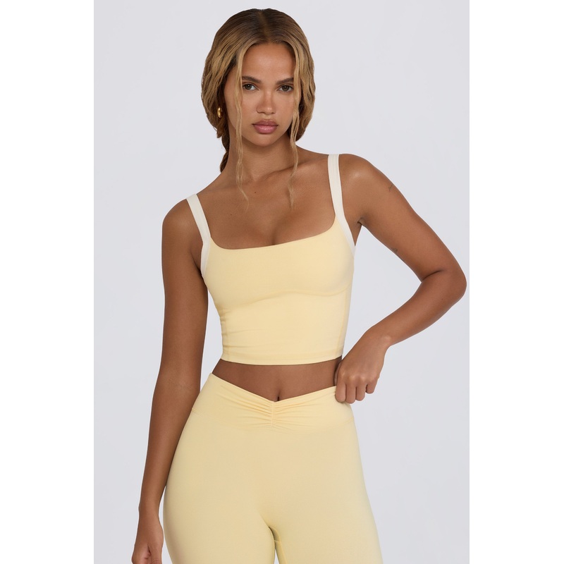 Cropped Tank Top in Lemon Marl