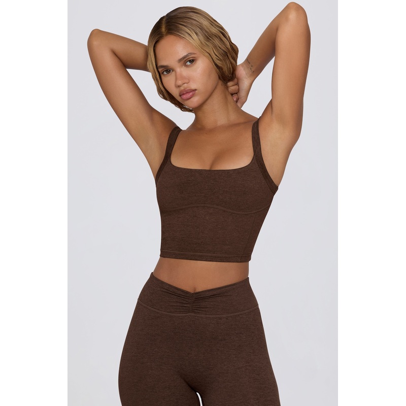 Cropped Tank Top in Pecan Marl