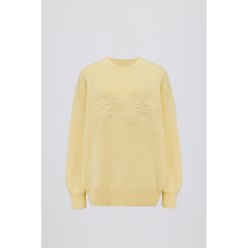 Ribbed-Knit Oversized Jumper in Lemon