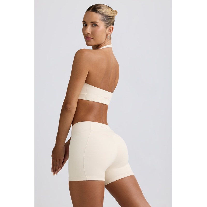 Ruched Mini Shorts in Ivory Marl