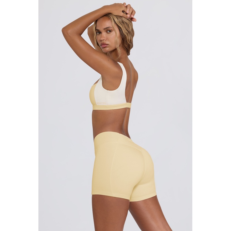 Ruched Mini Shorts in Lemon Marl