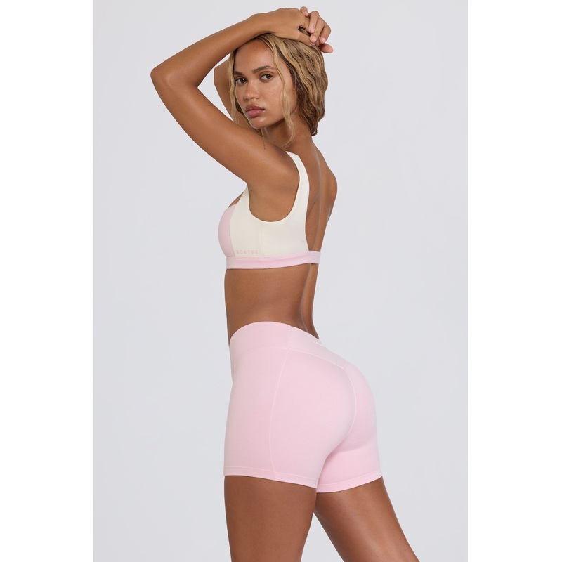Ruched Mini Shorts in Pale Pink Marl