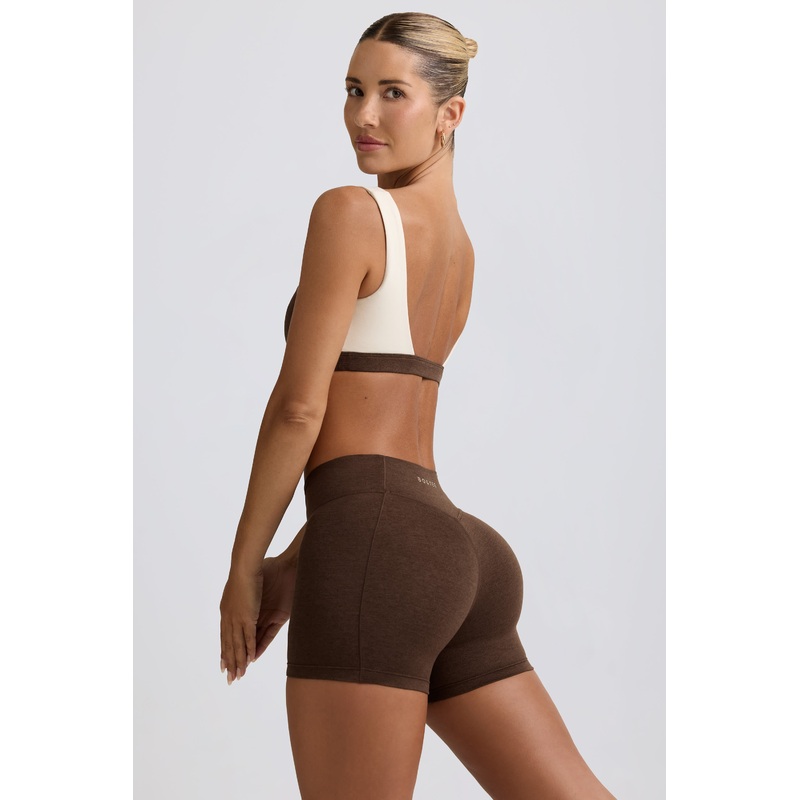 Ruched Mini Shorts in Pecan Marl