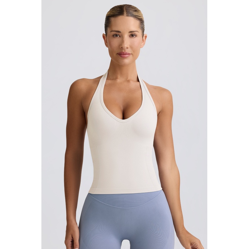 Define Luxe Halterneck Tank Top in White