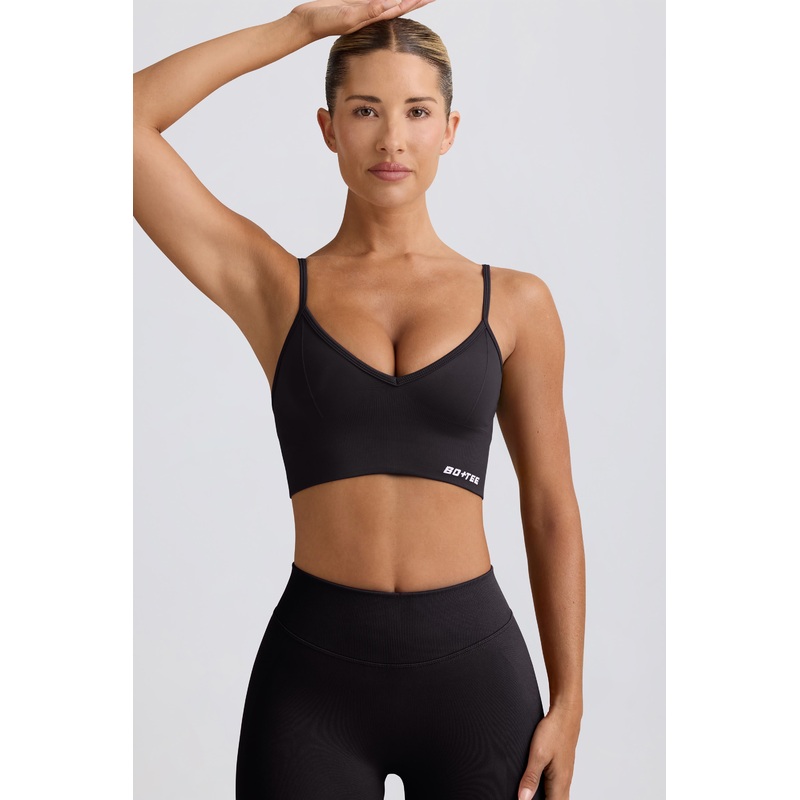 Define Luxe V-Neck Sports Bra in Black