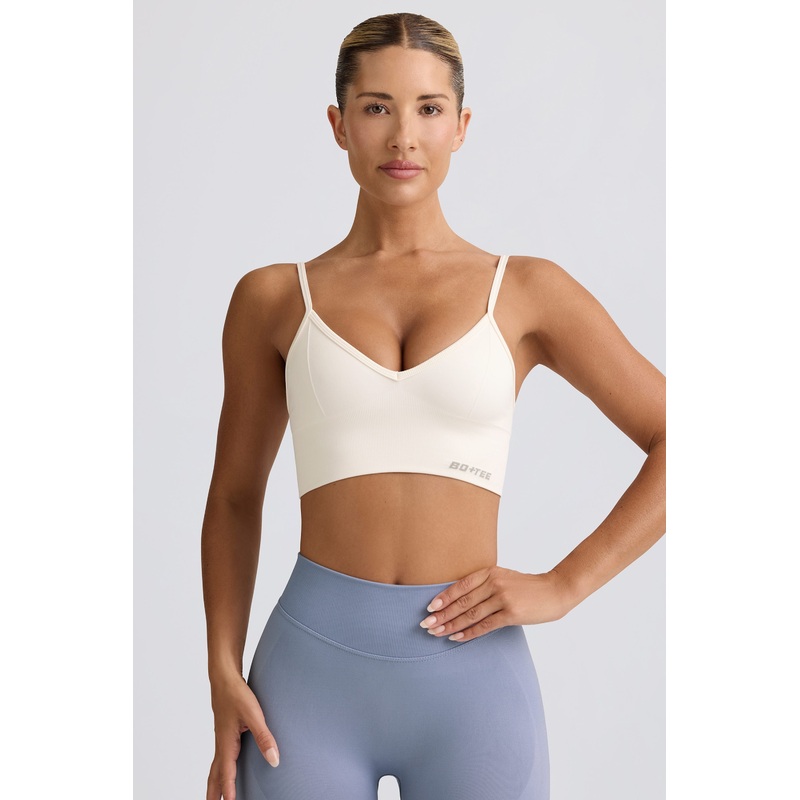 Define Luxe V-Neck Sports Bra in White
