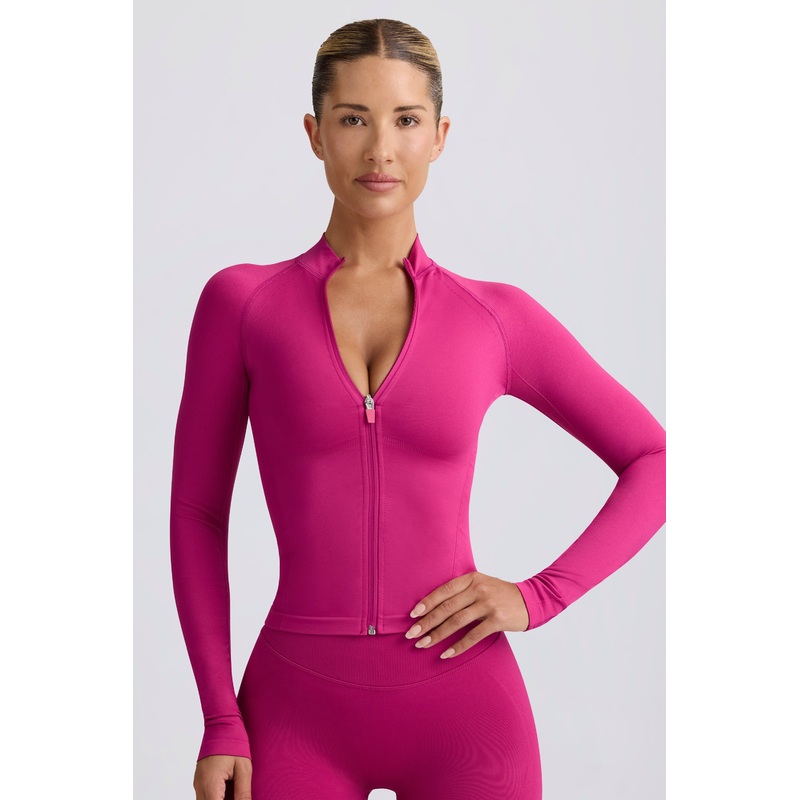 Define Luxe Zip-Up Jacket in Berry